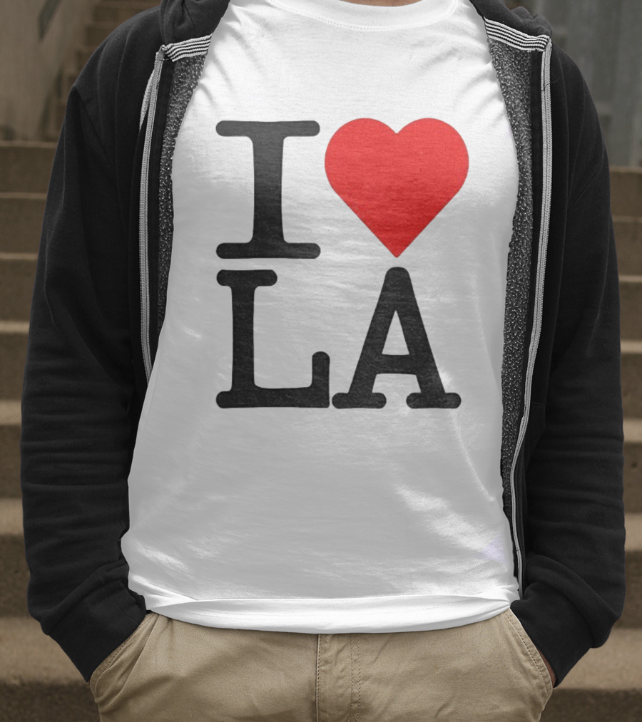 Los Angeles Dodgers Fan I Love LA Heart Classic Iconic Text T-Shirt
