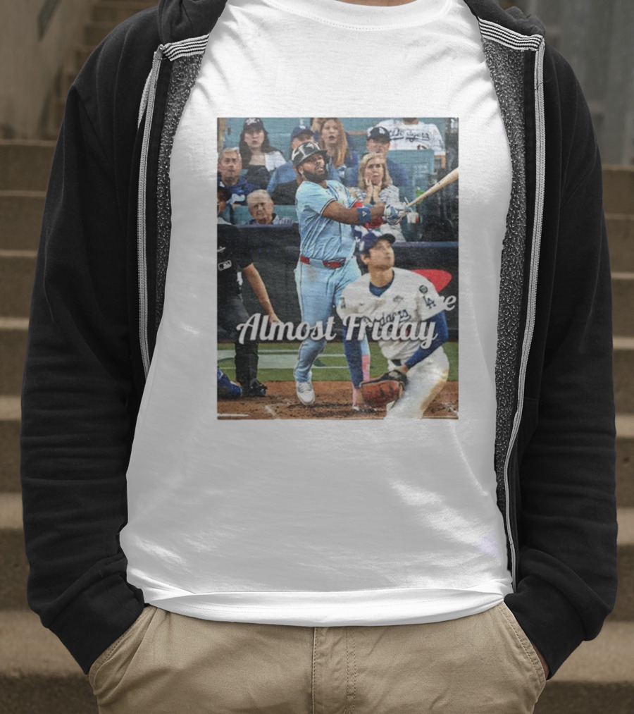 Vladimir Guerrero Jr. Toronto Blue Jays Almost Friday MLB Baseball Action T-Shirt