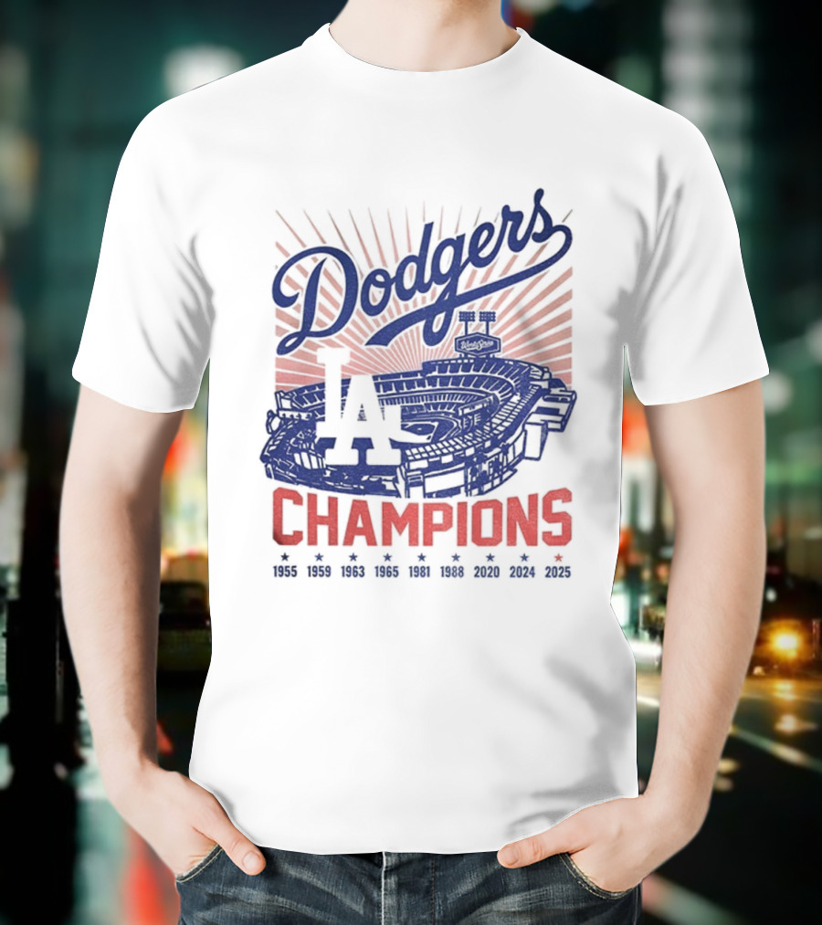Stadium 2025 Los Angeles Dodgers Baseball Champions 1955 2025 T-Shirt