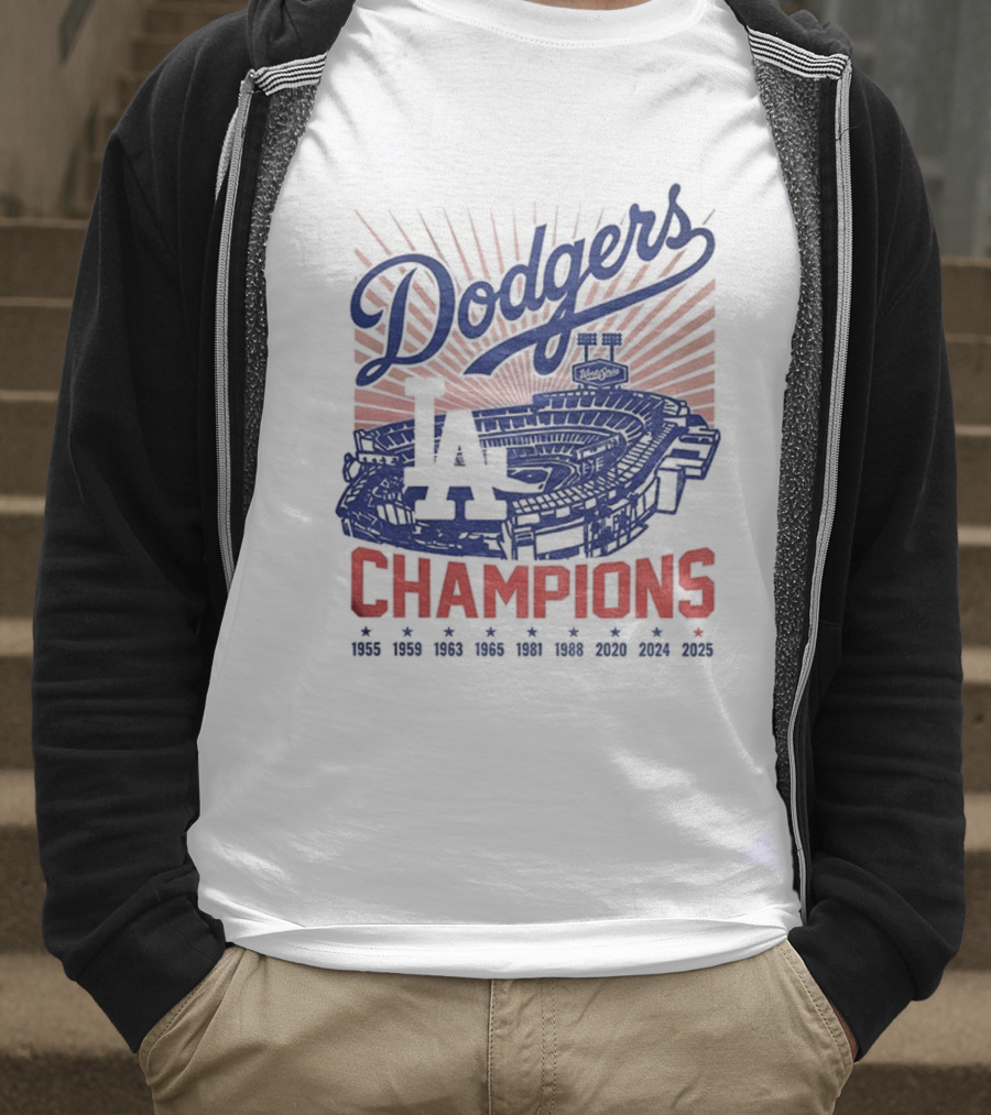 Stadium 2025 Los Angeles Dodgers Baseball Champions 1955 2025 T-Shirt