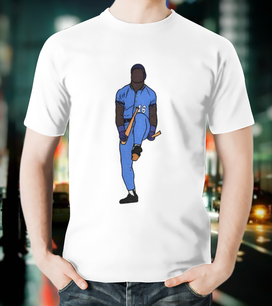 Bo Bichette Field Breaker Action Baseball Number 16 Blue Uniform T-Shirt