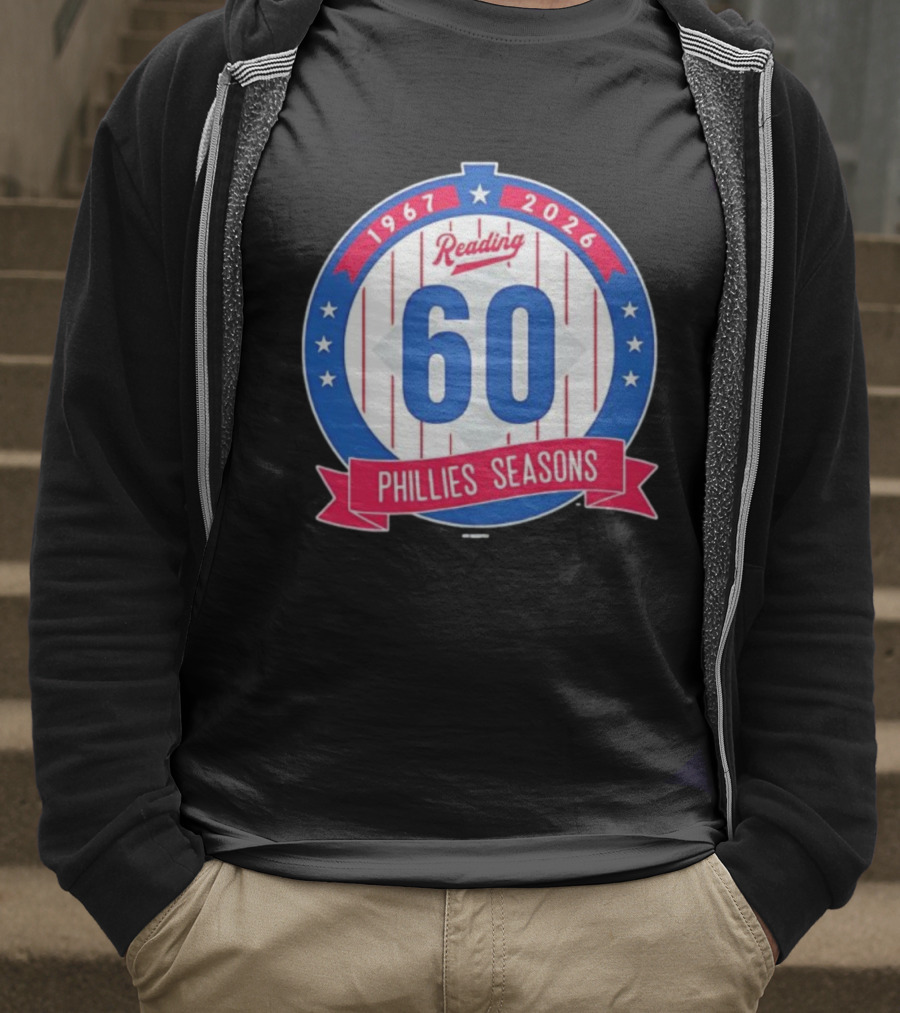 Reading Phillies 60th Anniversary 1967-2026 Phillies Seasons T-Shirt