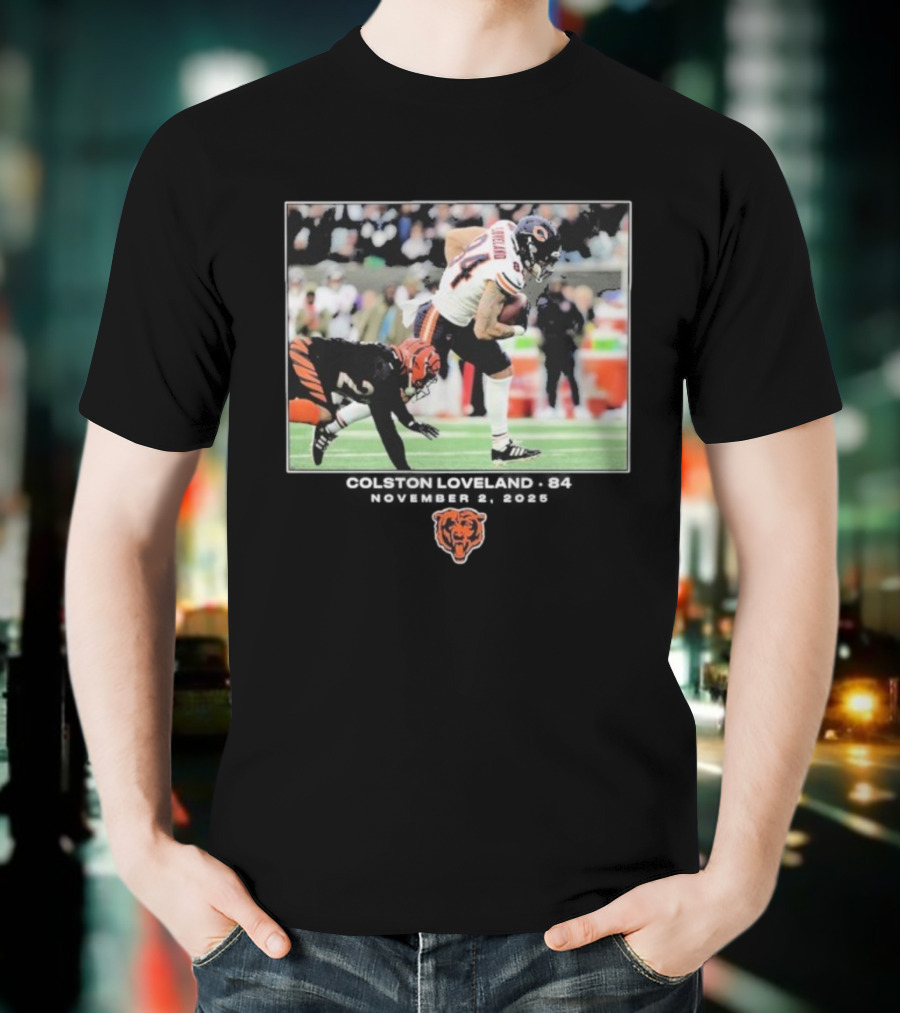 Colston Loveland #84 Chicago Bears NFL Week 8 November 2 2025 T-Shirt