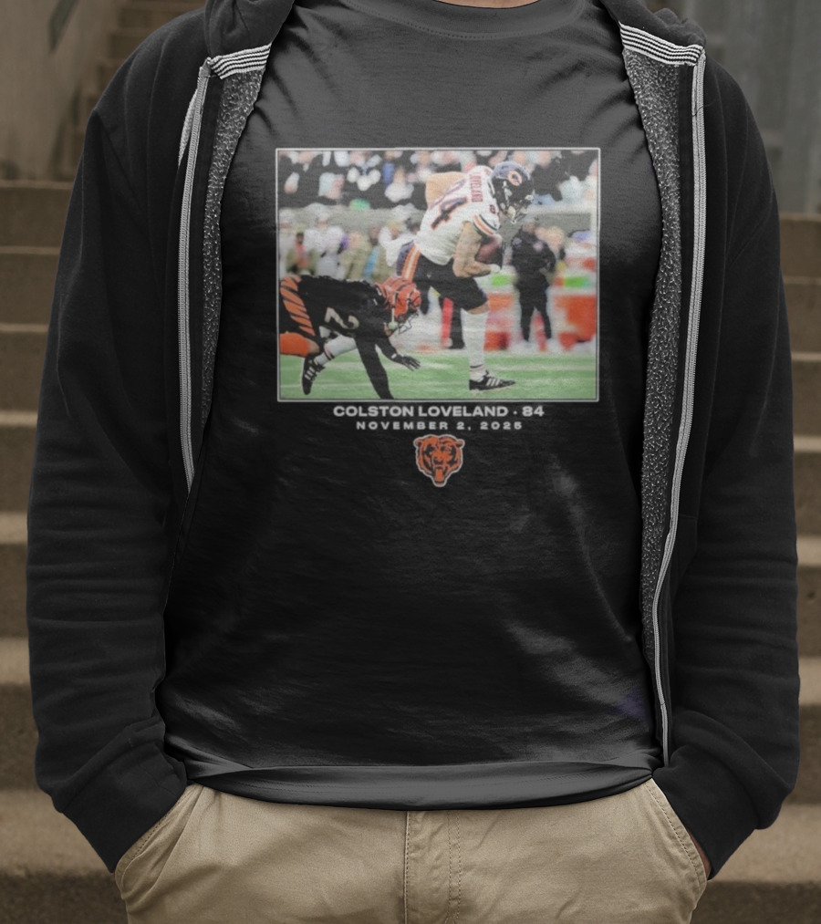 Colston Loveland #84 Chicago Bears NFL Week 8 November 2 2025 T-Shirt