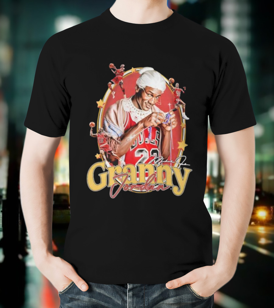Granny Jordan Bulls 23 Basketball Stars Signature T-Shirt