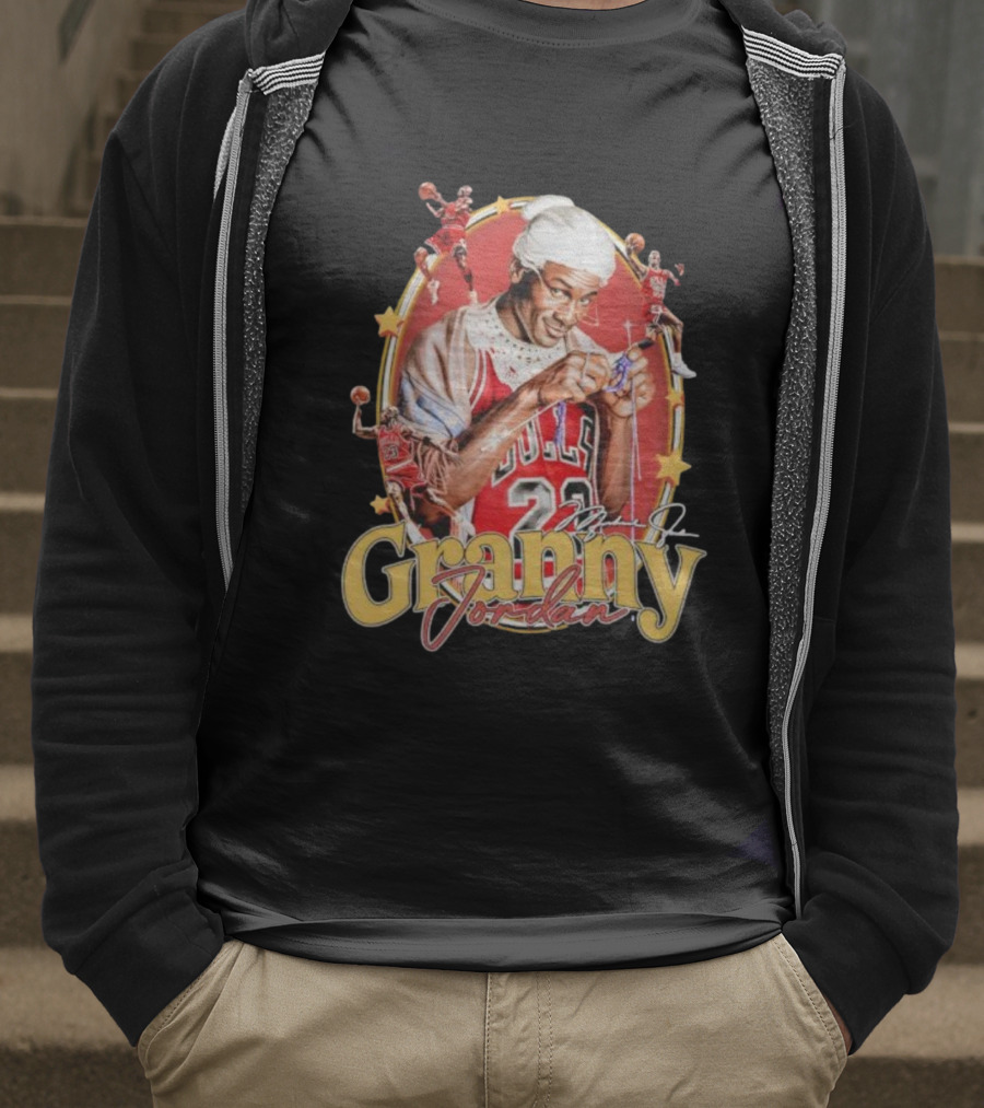 Granny Jordan Bulls 23 Basketball Stars Signature T-Shirt