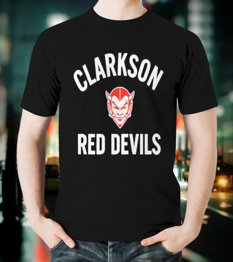 CLARKSON RED DEVILS Vintage Sports Team Emblem T-Shirt