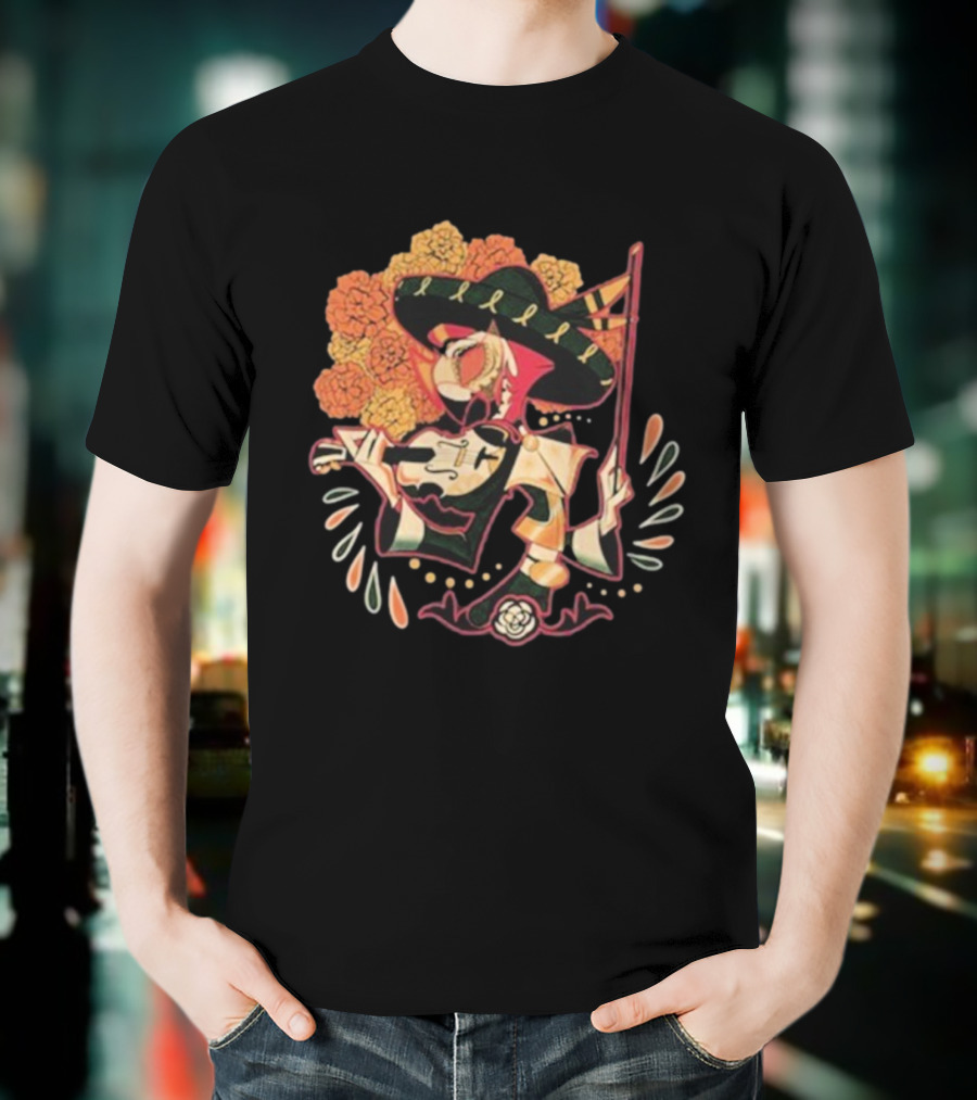 Feliz Día De Los Muertos Vassago Catrina With Sombrero And Marigolds T-Shirt