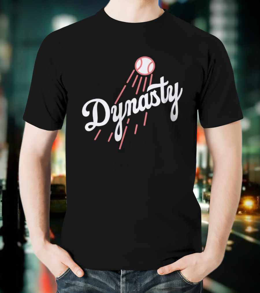 Dynasty Baseball Script With Red Streaked Ball T-Shirt