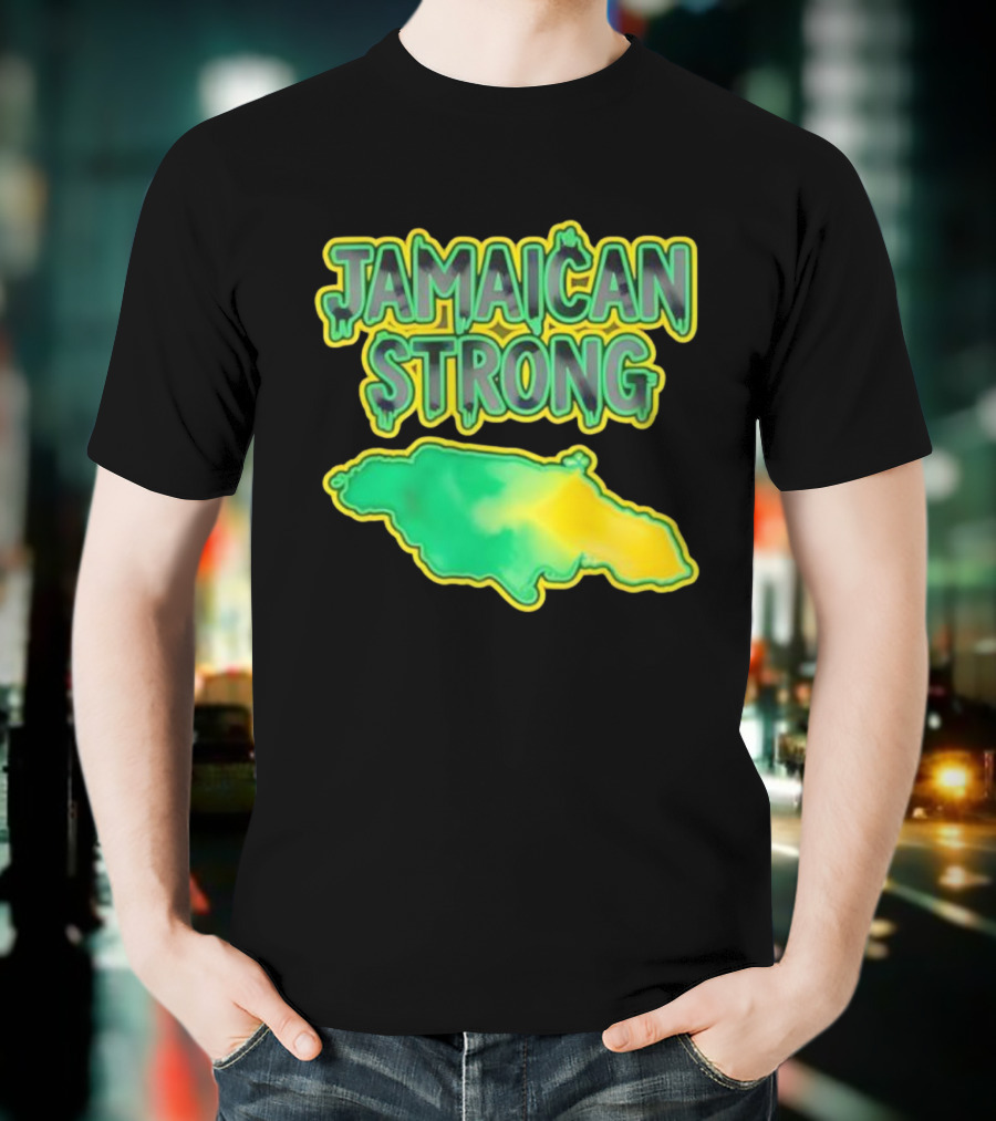 Jamaican Strong Watercolor Country Map T-Shirt