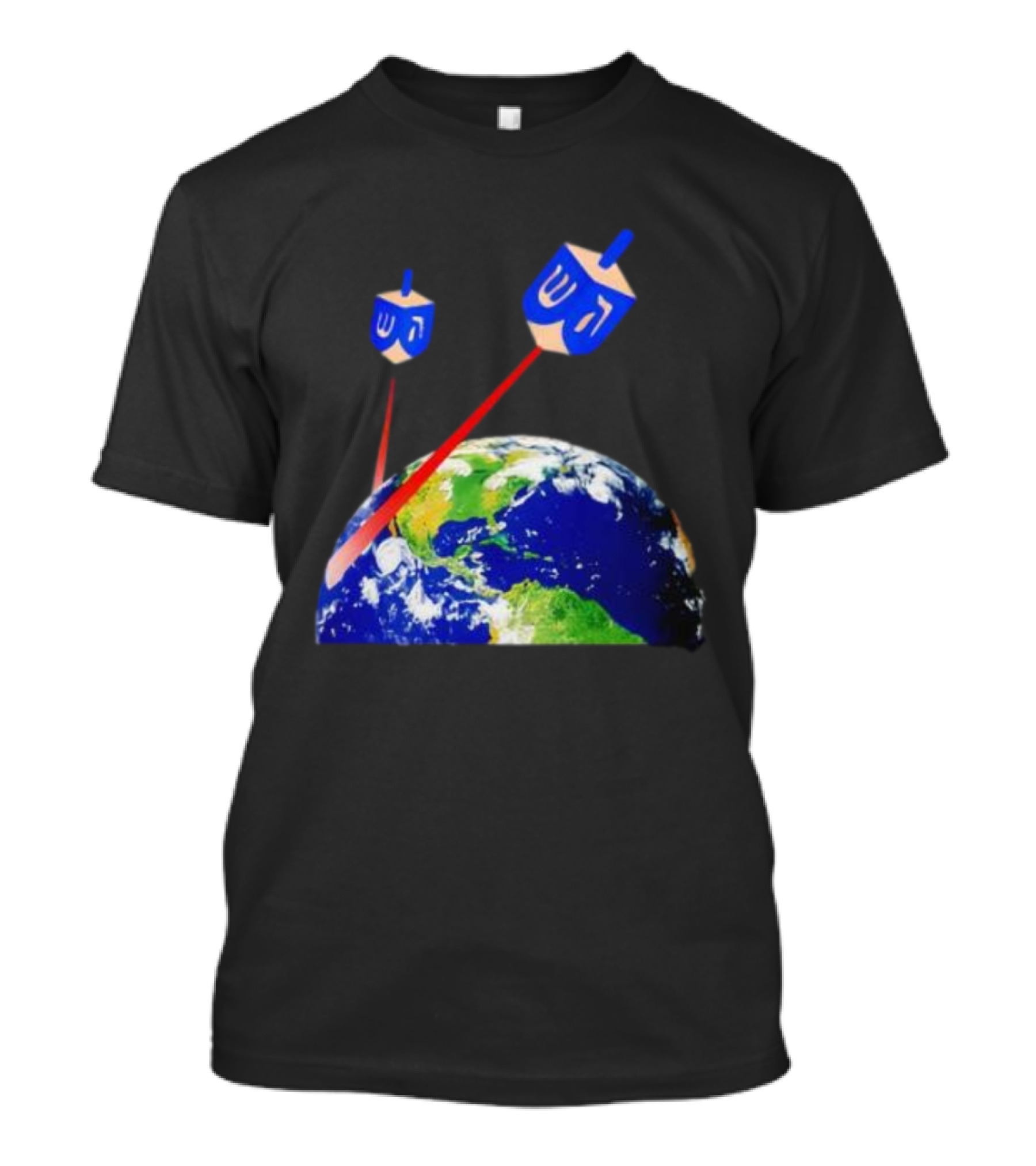 Dreidel Laser Beams Earth Jewish Humor T-Shirt