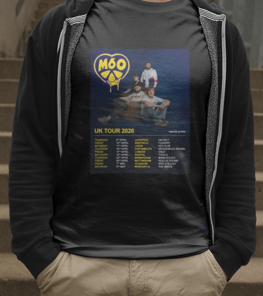 M60 UK Tour 2026 Liverpool Sheffield Leeds Portsmouth London Tour Dates T-Shirt