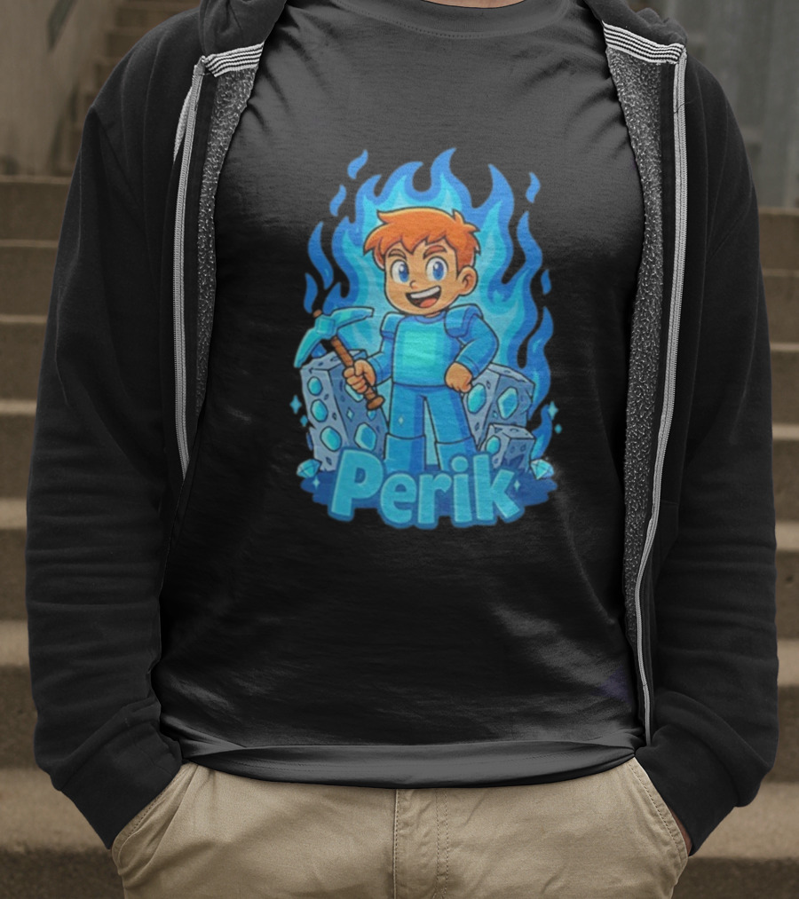 Perik Diamant Blue Flame Miner Character T-Shirt