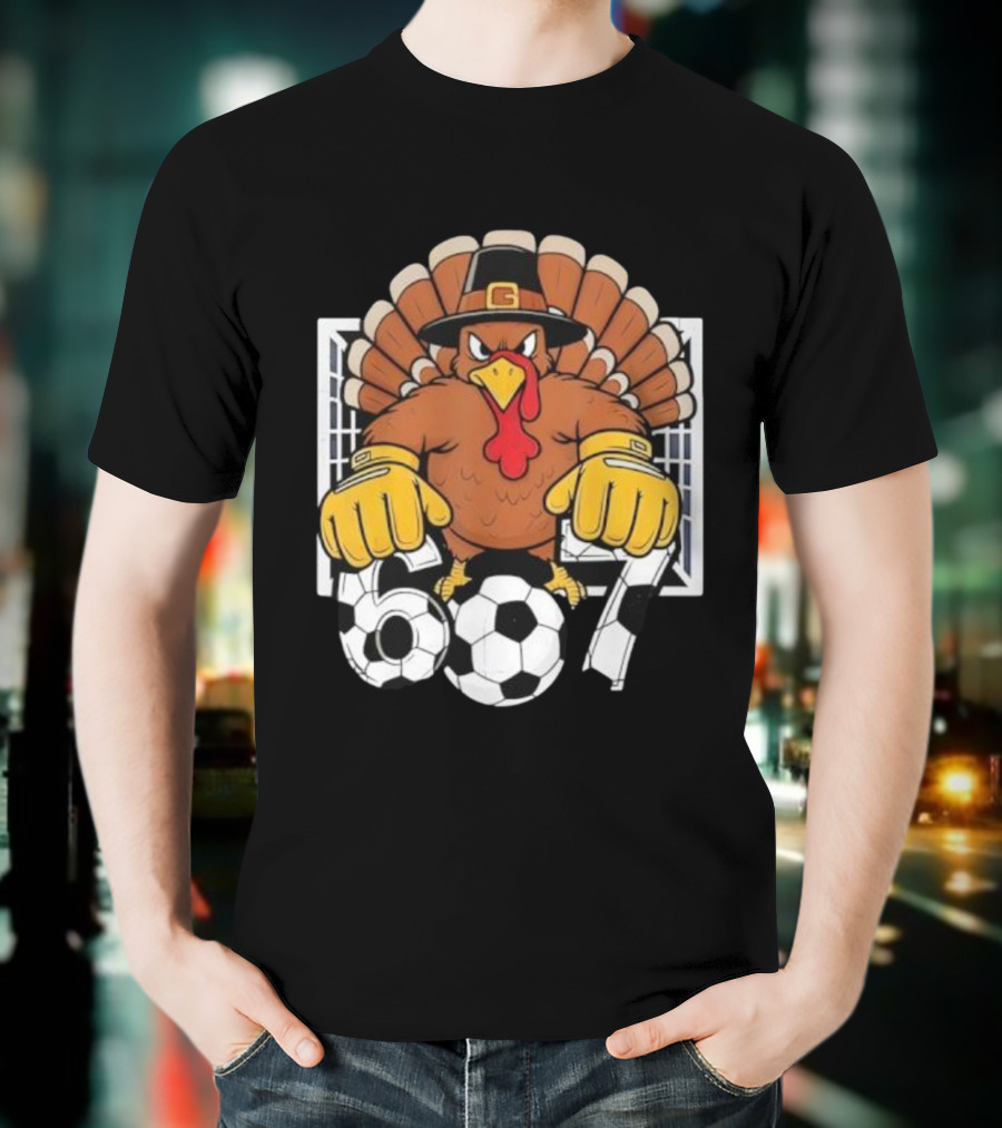 Turkey Soccer Goalie 67 Six Seven Boys Thanksgiving T-Shirt