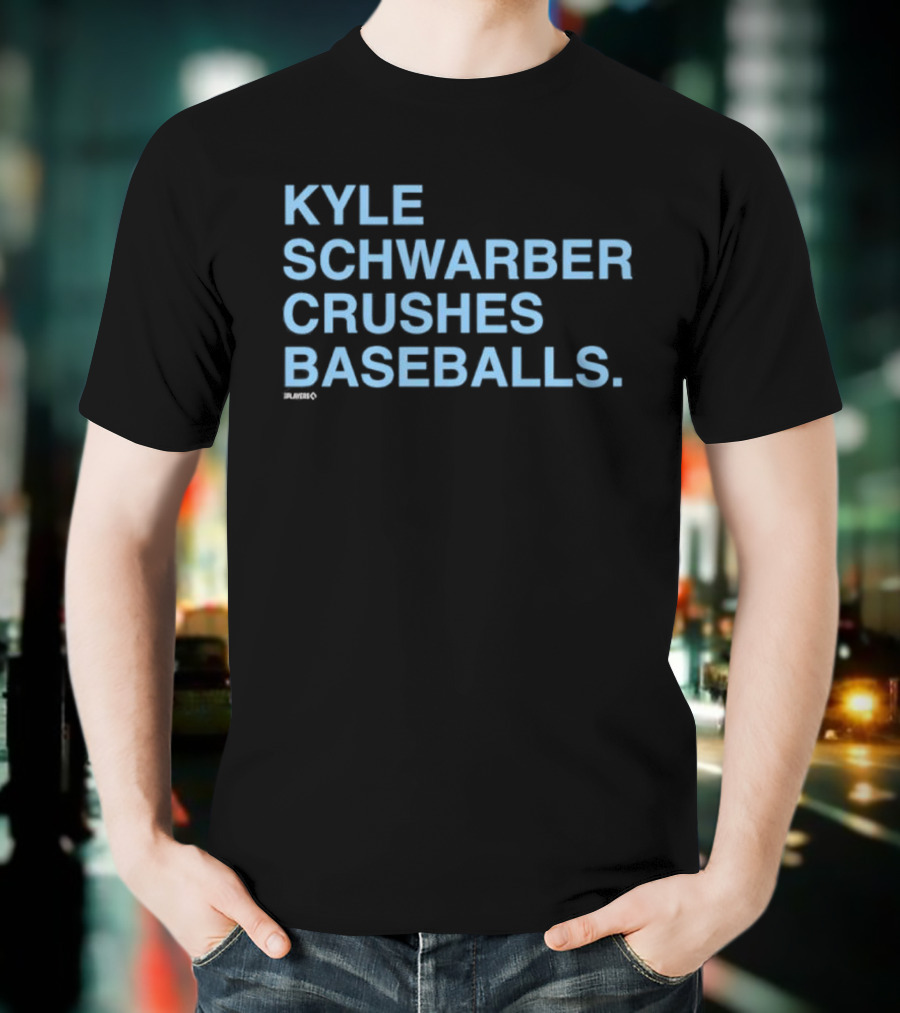 Kyle Schwarber Crushes Baseballs Bold Text Sports Design T-Shirt