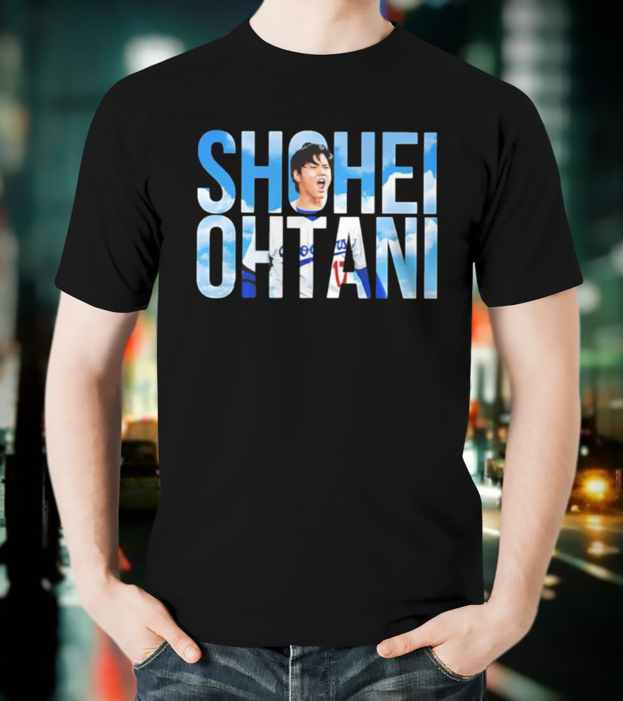 Shohei Ohtani Let's Go Dodgers With Blue Sky Letters T-Shirt