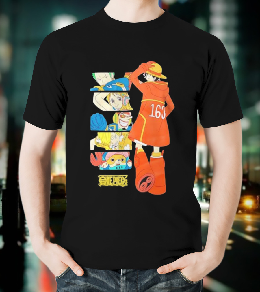 Monkey D. Luffy Firefighter Outfit With One Piece Crew Characters 163 T-Shirt