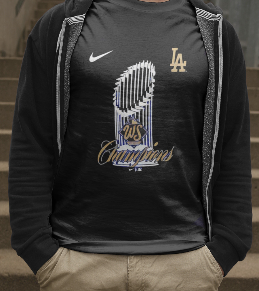 Los Angeles Dodgers 2025 WS Champions Trophy Nike LA T-Shirt