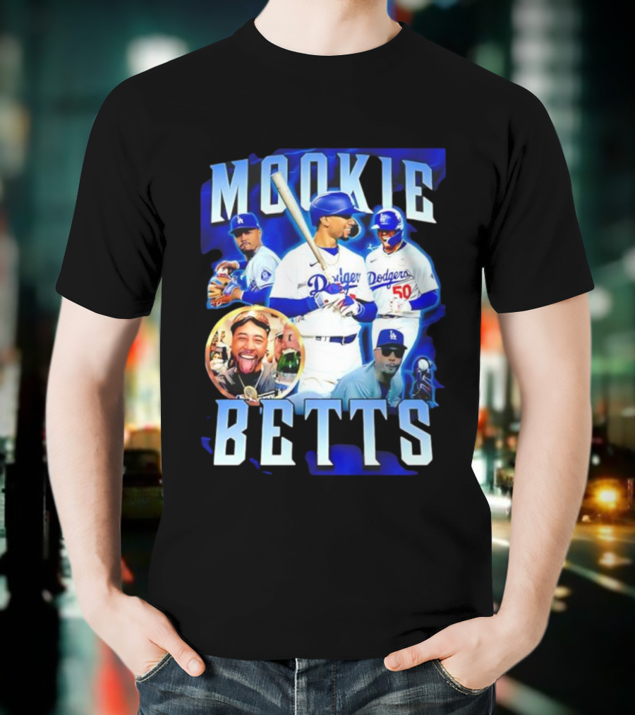 Mookie Betts LA Dodgers Player Collage T-Shirt
