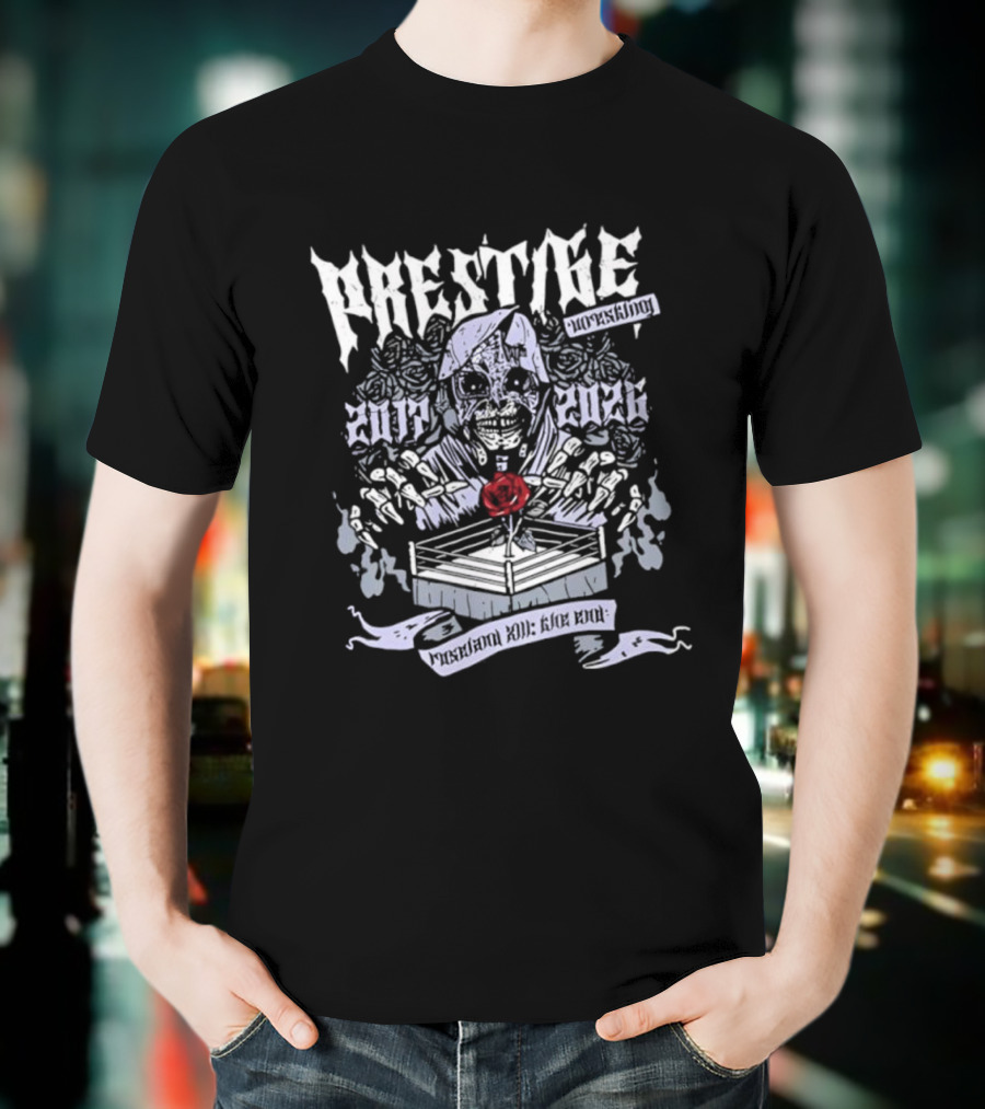 Prestige Wrestling The End Is Near Roseland XIII Skeletal Figure Wrestling Ring Event T-Shirt