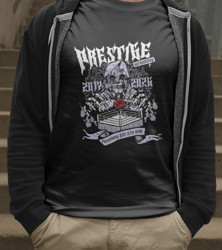 Prestige Wrestling The End Is Near Roseland XIII Skeletal Figure Wrestling Ring Event T-Shirt