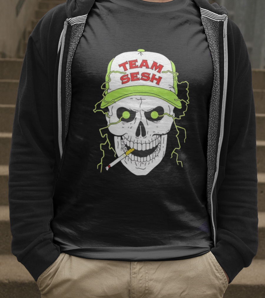 Team Sesh Skull Smoking Bone Tour North America 2025 T-Shirt