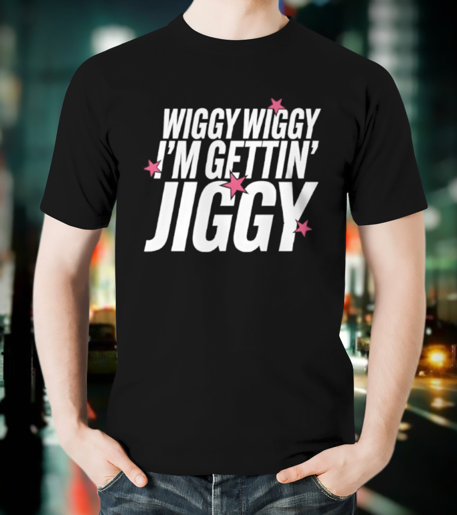 Wiggy Wiggy I'm Gettin' Jiggy Pink Stars T-Shirt