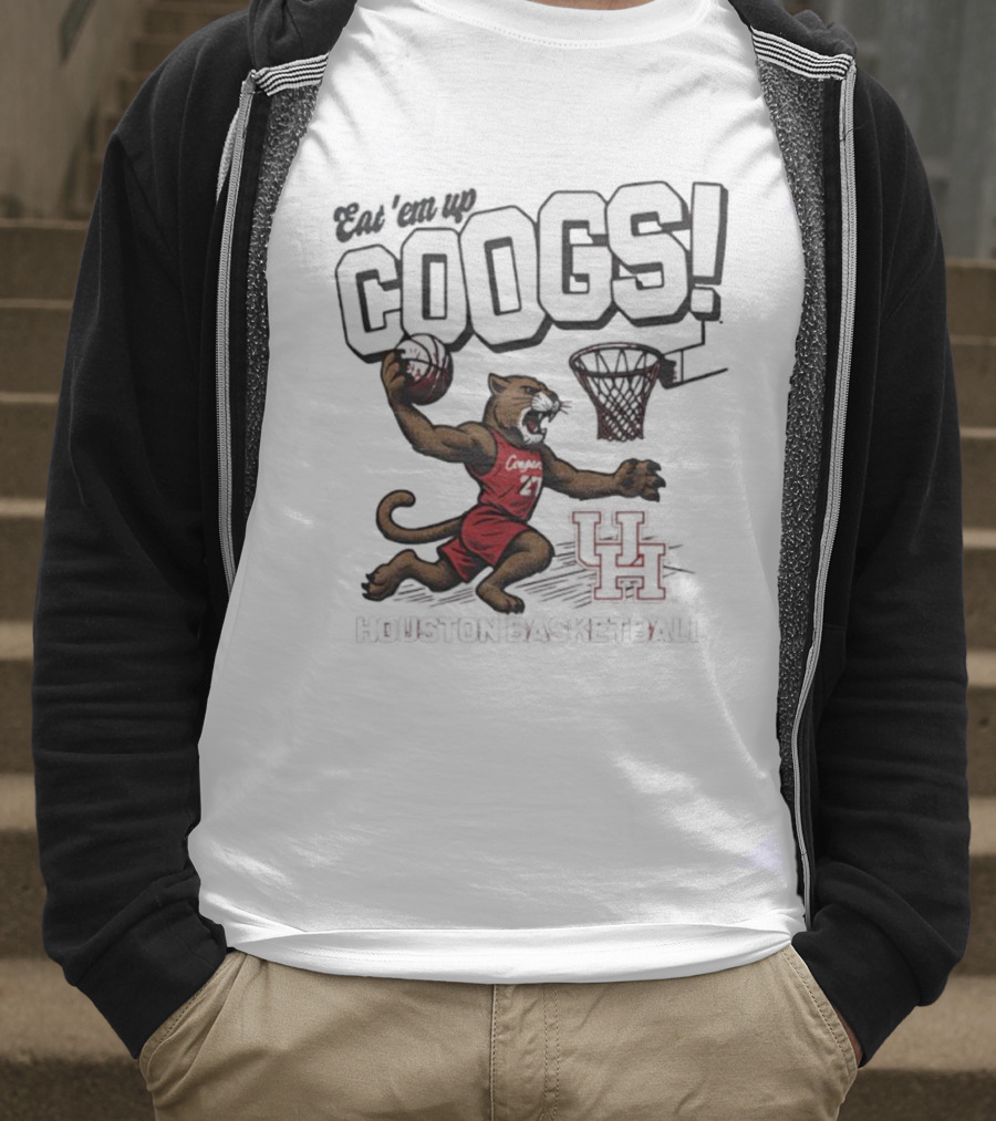 Eat 'Em Up Coogs Slam Dunk Houston Cougars Basketball Mascot T-Shirt