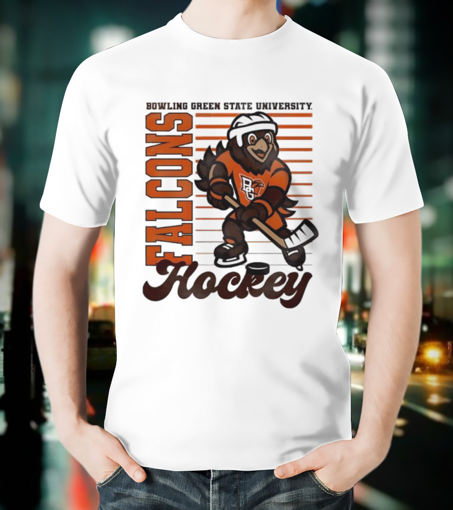 Bowling Green Falcons Freddy Falcon Hockey BG Mascot T-Shirt