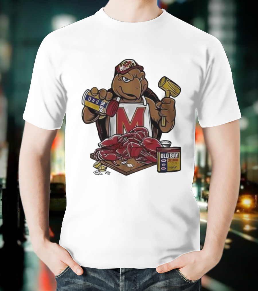 Maryland Terrapins Testudo Old Bay Crab Picking Maryland Pride T-Shirt