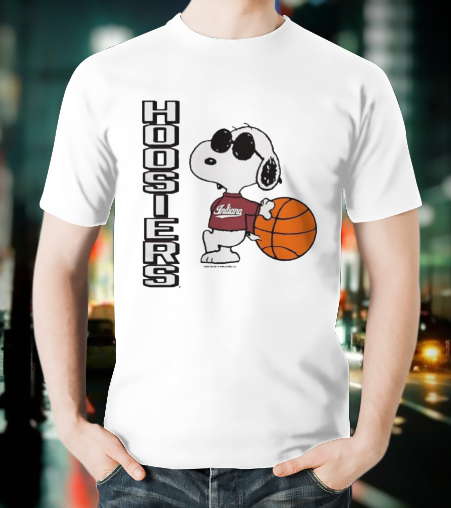Indiana Hoosiers Peanuts Joe Cool Snoopy Basketball Fan Apparel T-Shirt