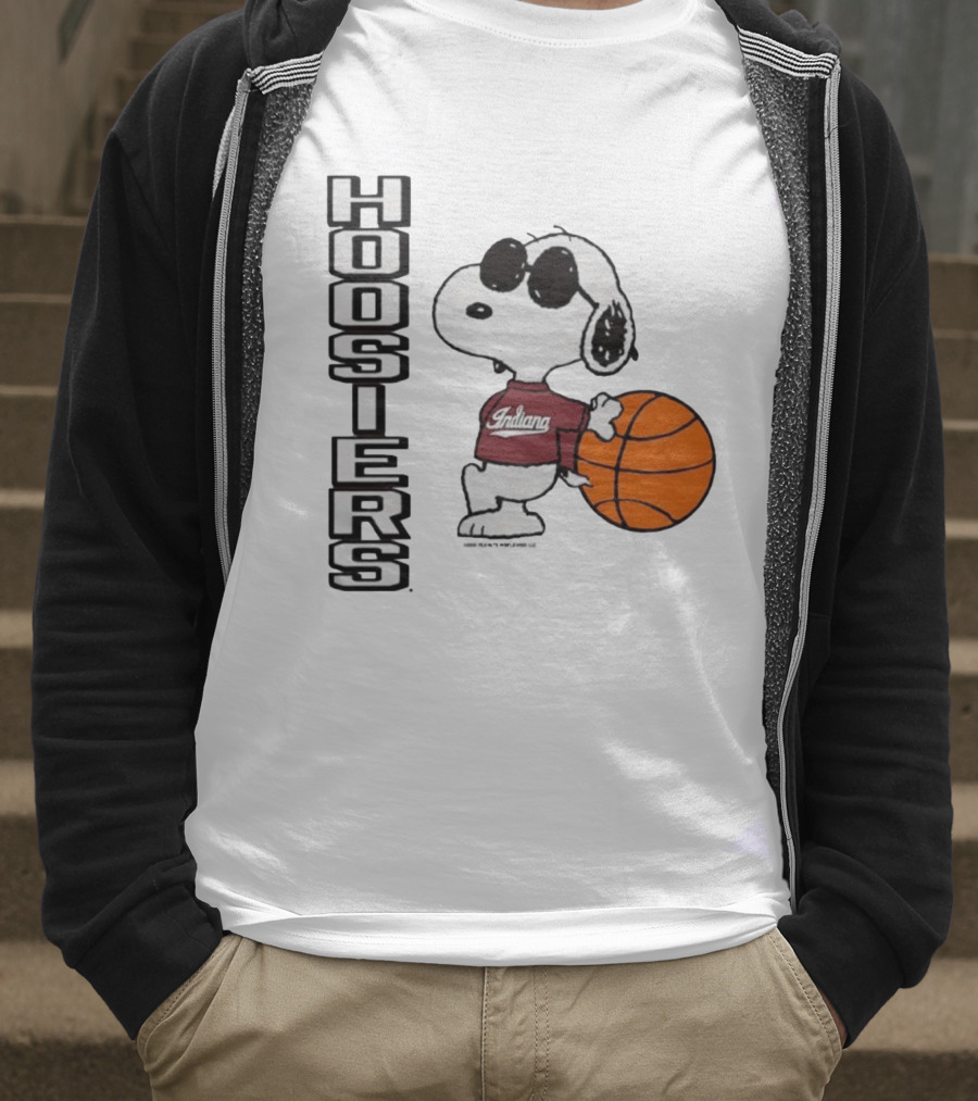 Indiana Hoosiers Peanuts Joe Cool Snoopy Basketball Fan Apparel T-Shirt