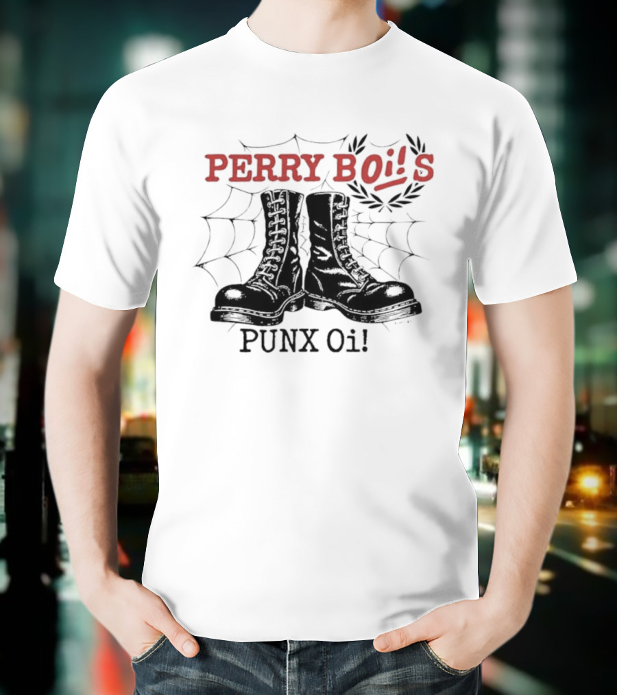 Perrybois Combat Boots Spiderweb Oi Band Graphic T-Shirt