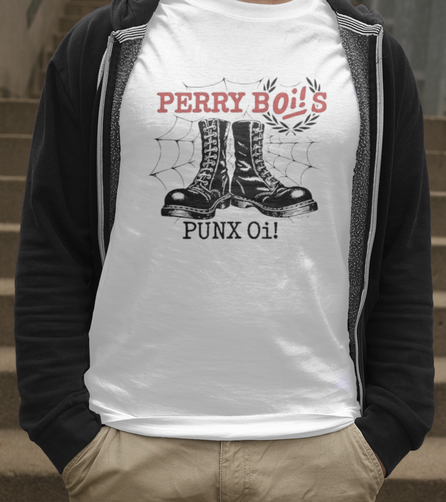 Perrybois Combat Boots Spiderweb Oi Band Graphic T-Shirt