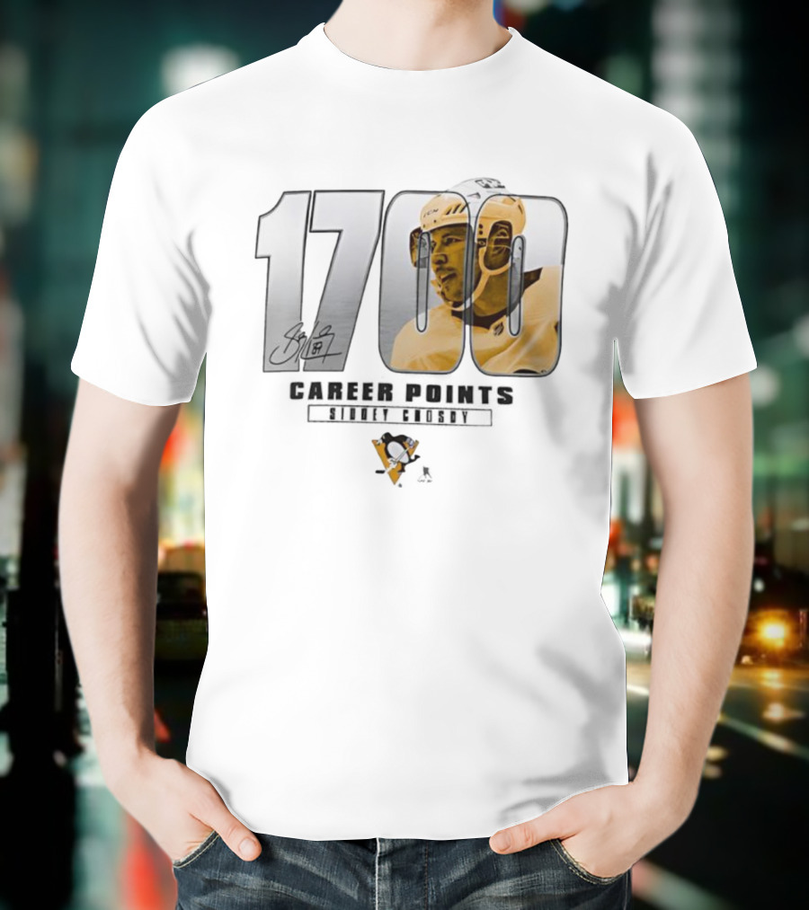 Sidney Crosby 1700 Pittsburgh Penguins Achievement Signature T-Shirt