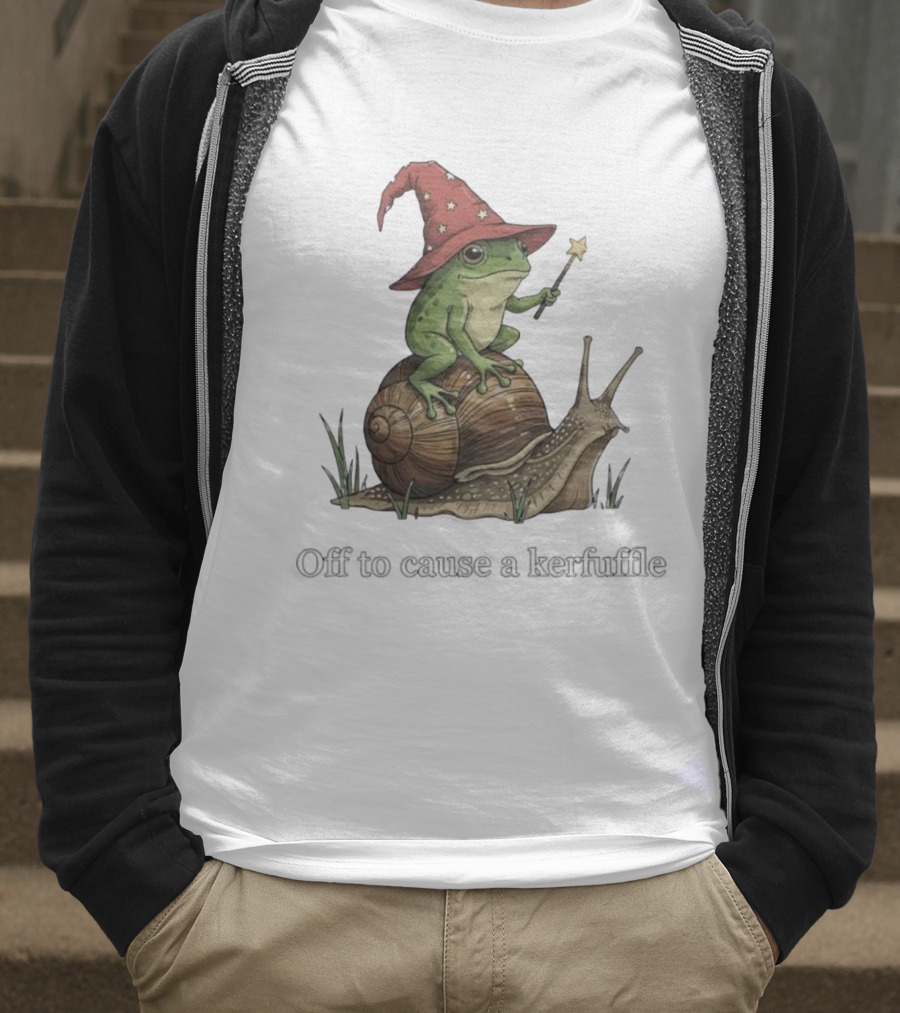 Whimsical Wizard Frog Snail Adventure Off To Cause A Kerfuffle T-Shirt
