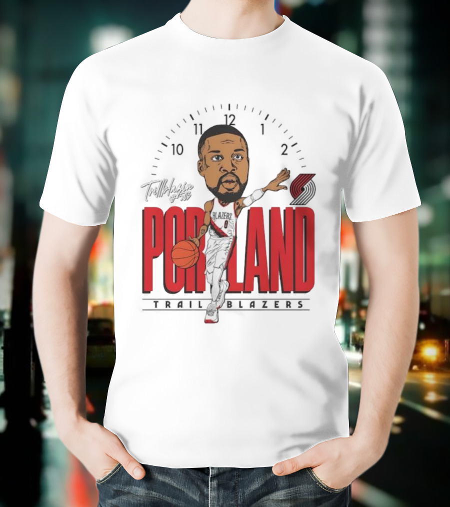 Portland Trail Blazers Cartoon Basketball Player Logo T-Shirt