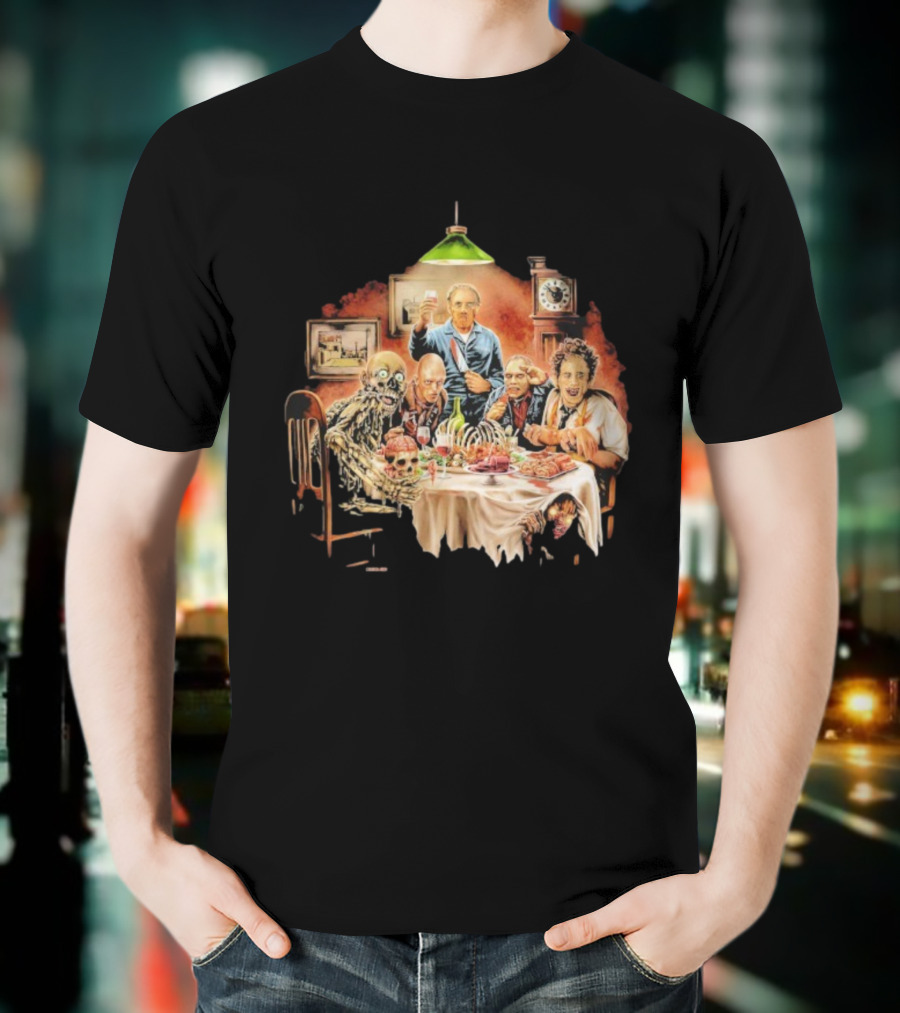 Cannibal Thanksgiving Horror Dinner With Skeletons And Monsters T-Shirt