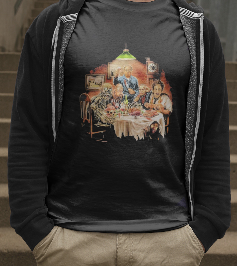 Cannibal Thanksgiving Horror Dinner With Skeletons And Monsters T-Shirt