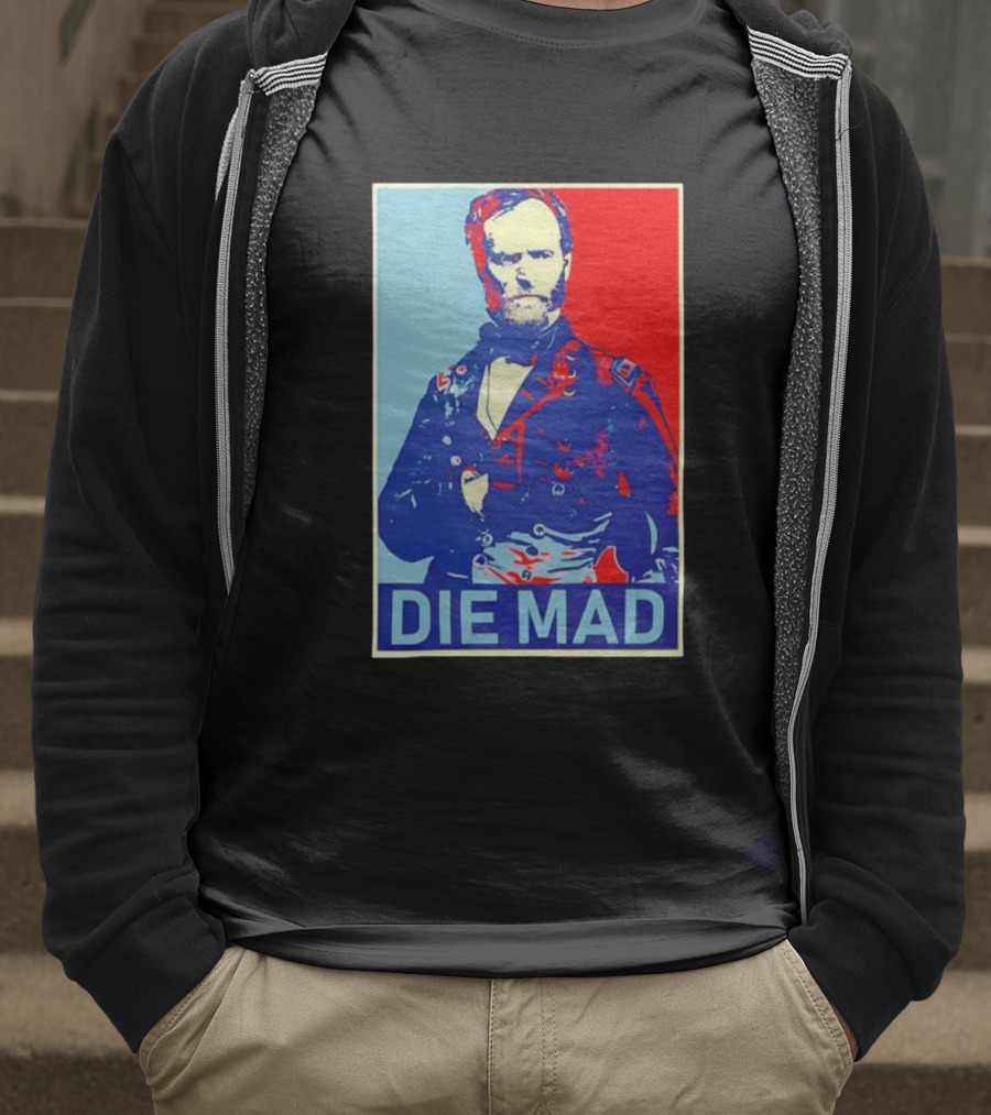 Die Mad Sherman Essential Bold Political Art Red Blue Portrait T-Shirt