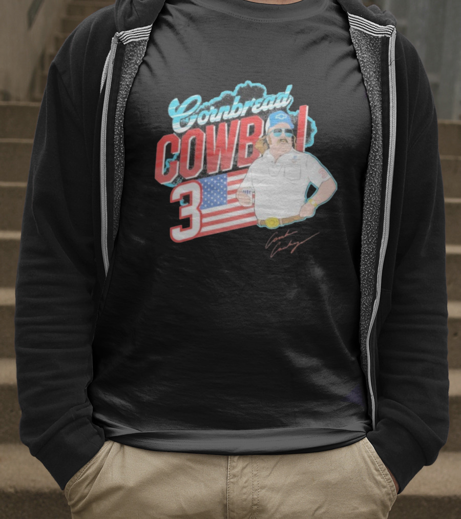 Cornbread Cowboi American Flag 3 Racing Fan T-Shirt
