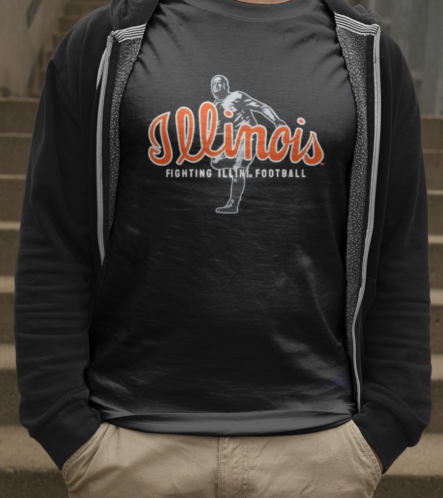Fighting Illini Illinois Football Vintage Player Icon T-Shirt