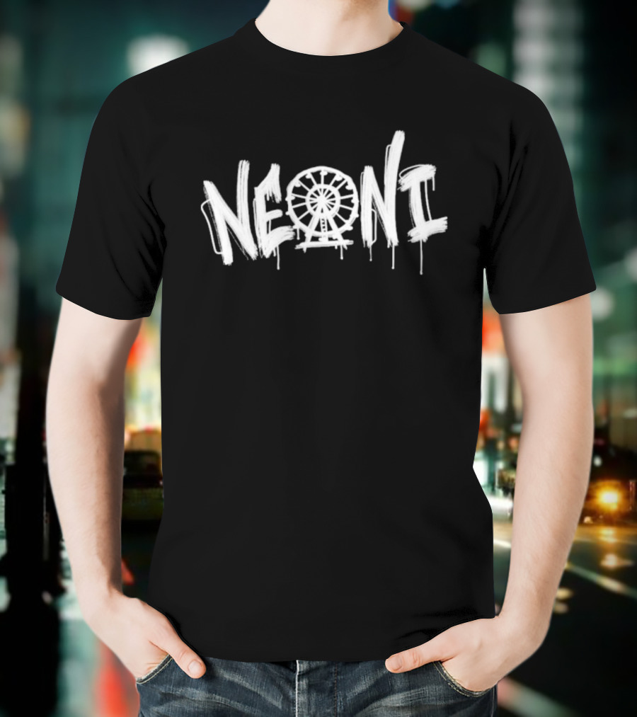 Neoni Ferris Wheel Dripping Graffiti Style Text T-Shirt