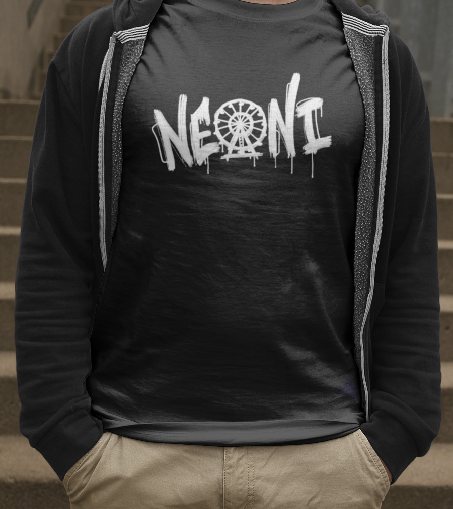 Neoni Ferris Wheel Dripping Graffiti Style Text T-Shirt