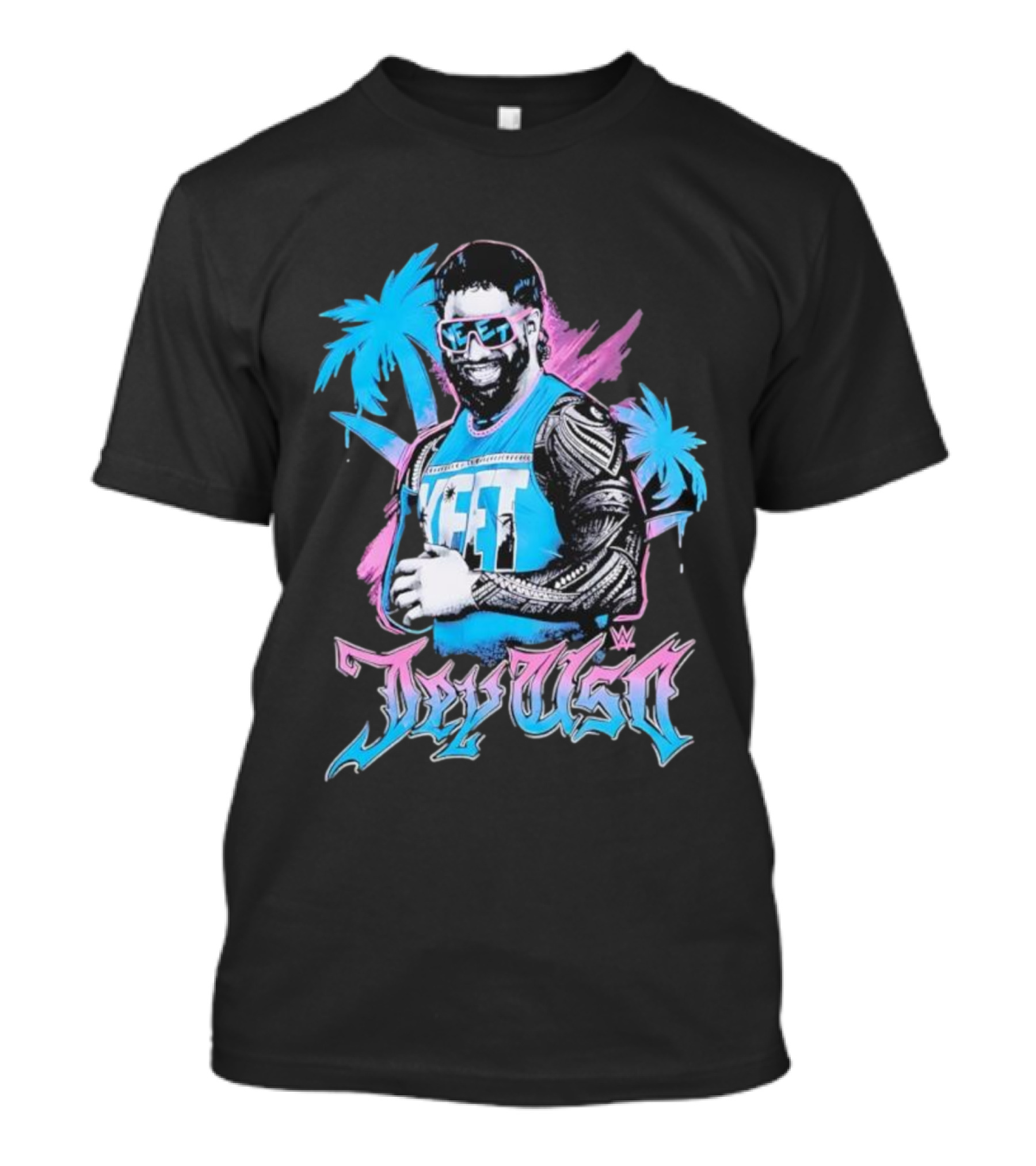 WWE Jay Uso Palm Trees Yeet Neon Tattoo Design T-Shirt