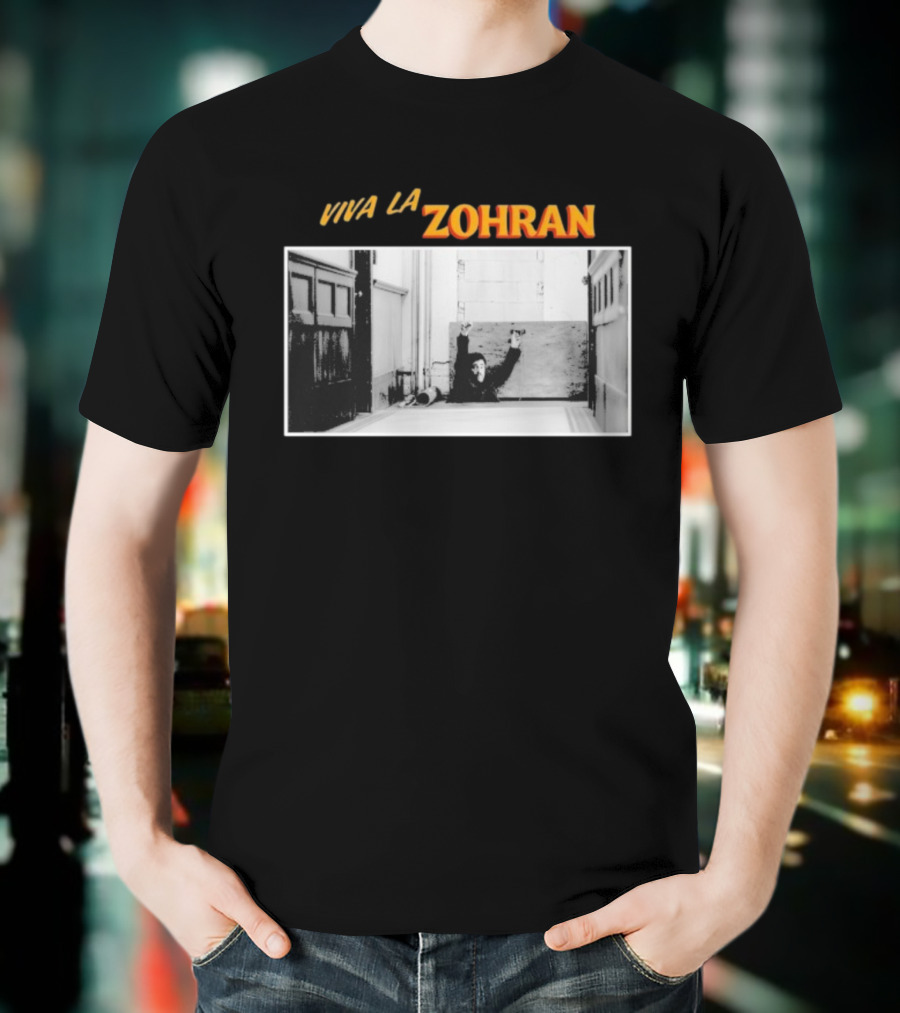 Viva La Zohran Zohran Mamdani Black And White Hallway Enthusiastic Expression T-Shirt