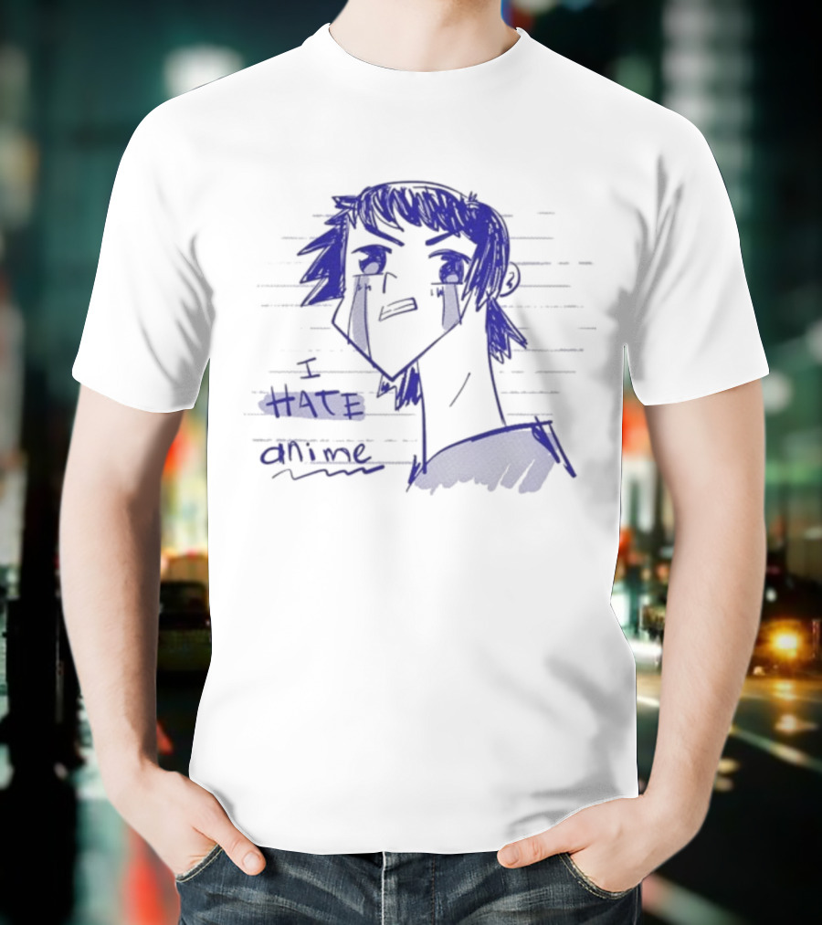 I Hate Anime Blue Sketch Jess Rojo T-Shirt