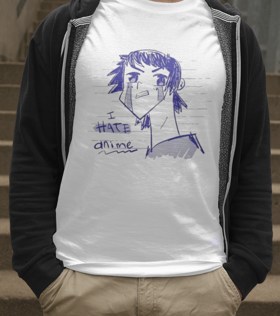 I Hate Anime Blue Sketch Jess Rojo T-Shirt