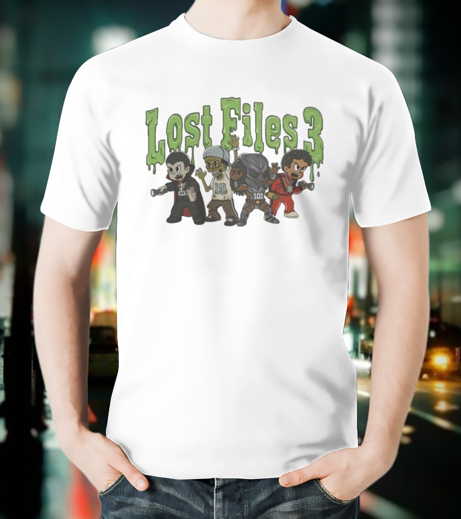 Lost Files 3 Characters With Vampire Zombie Alien Costumes T-Shirt