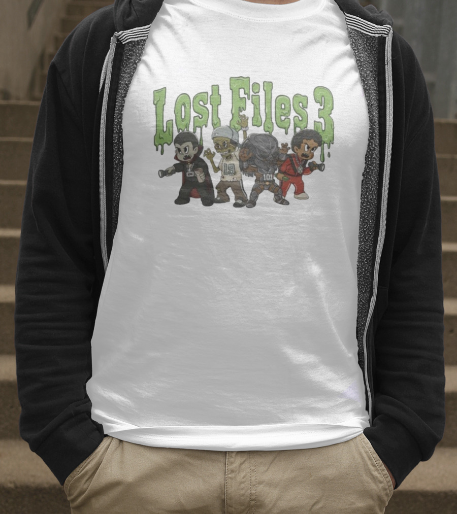 Lost Files 3 Characters With Vampire Zombie Alien Costumes T-Shirt